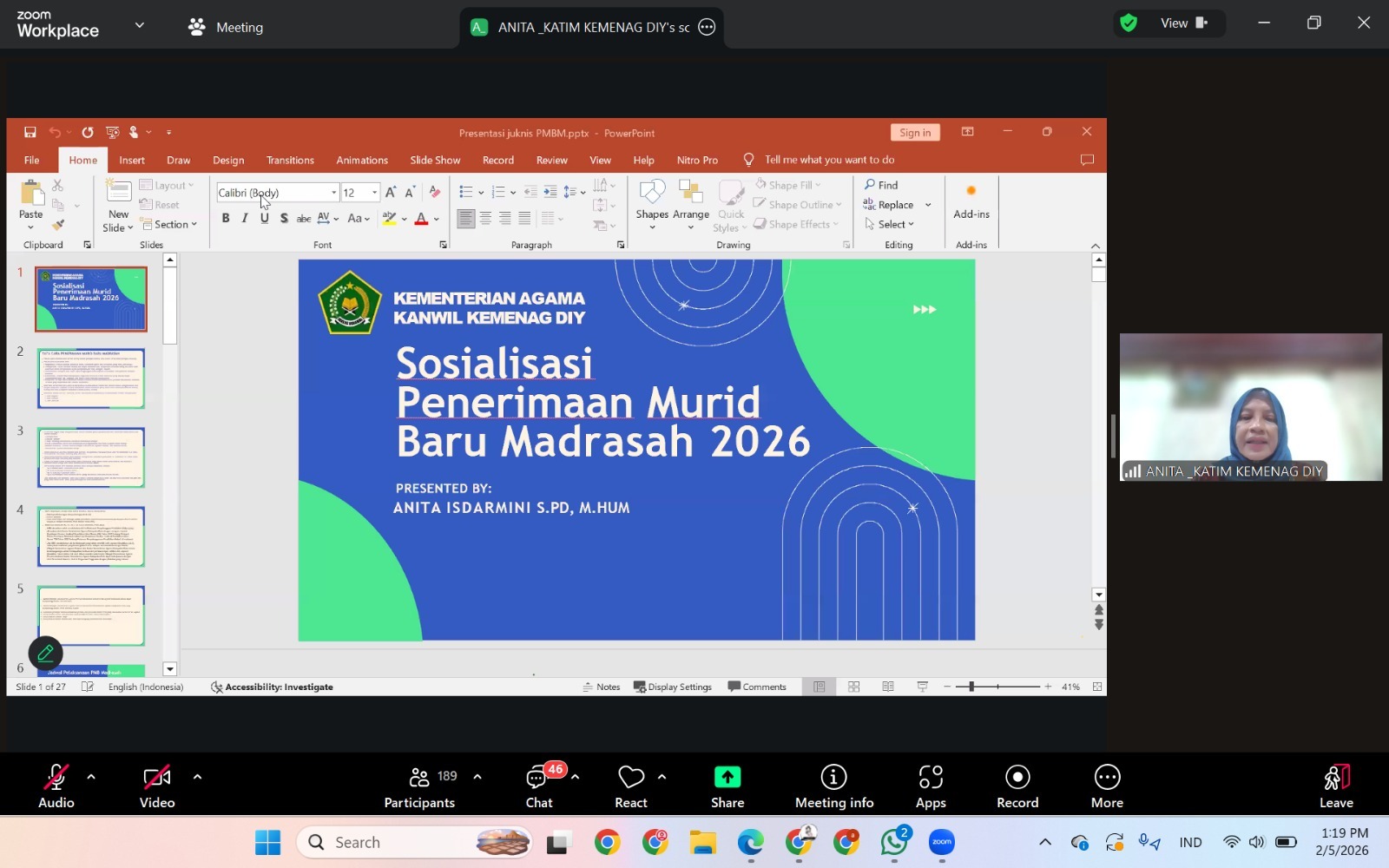 Persiapan PMB Madrasah 2026, MTsN 9 Bantul Ikuti Sosialisasi
